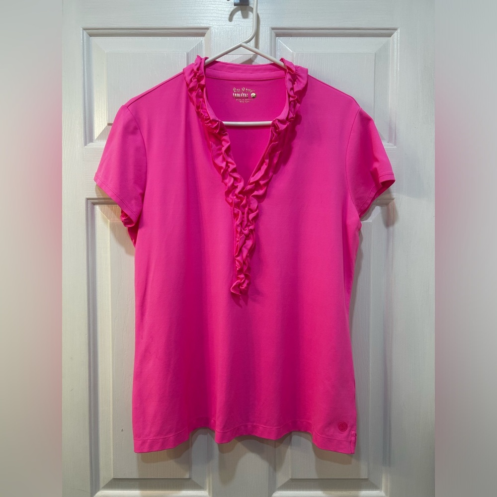 Lilly Pulitzer Pink Ruffle Blouse